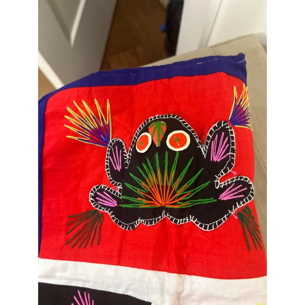 Vintage Chinese Folk Art Embroidered Vest Dragon Phoenix Blue Red Patchwork - Picture 6 of 6